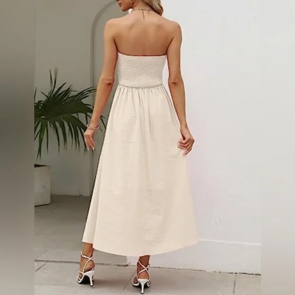 LILLUSORY Linen strapless twist front dress - Picture 3 of 9